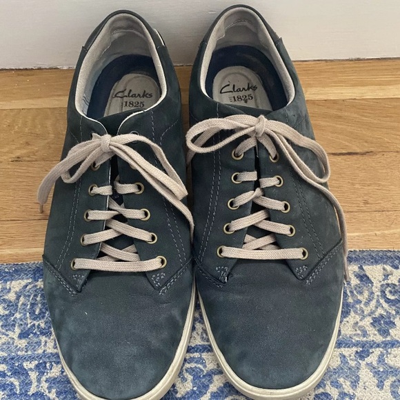 Clarks shoes Men’s 10.5 Low Top Blue Suede 1825 Plus Cushion Casual Sneaker - Picture 1 of 12